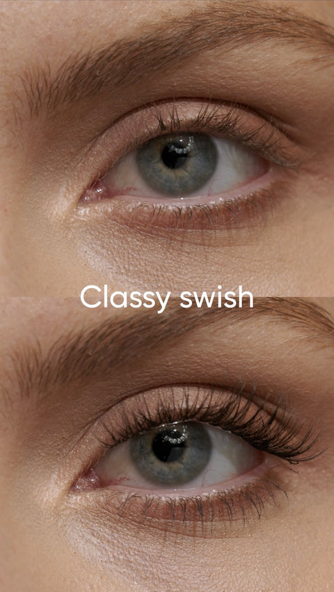 öre och efter med Classy Swish från ByWonderLash – naturliga lösögonfransar för en mjuk och elegant fransförlängning hemma