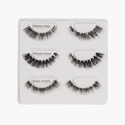 Volymfokuserade lösögonfransar i The Full Look box, täta franssegment för en intensiv look hemma