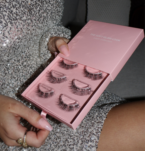 The Soft Glam Look box med lösögonfransar som ger tydlig form och naturlig övergång mellan franslängder