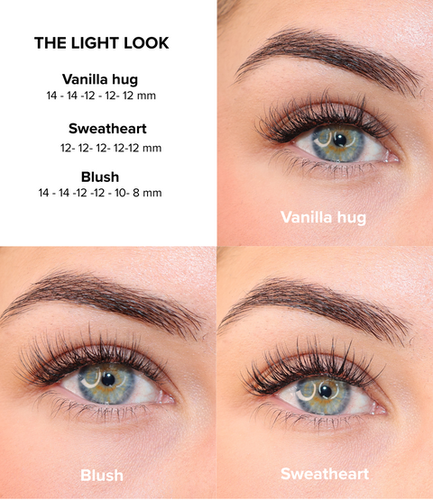 Lösögonfransar som smälter in med egna fransar, lätt look med tunna franssegment från The Light Look box